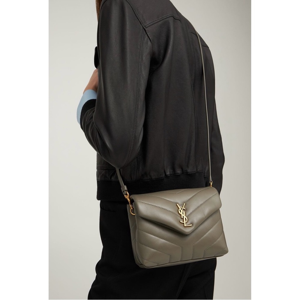 SAINT LAURENT YSL TOY LOULOU KHAKI GREY LIKE NEW